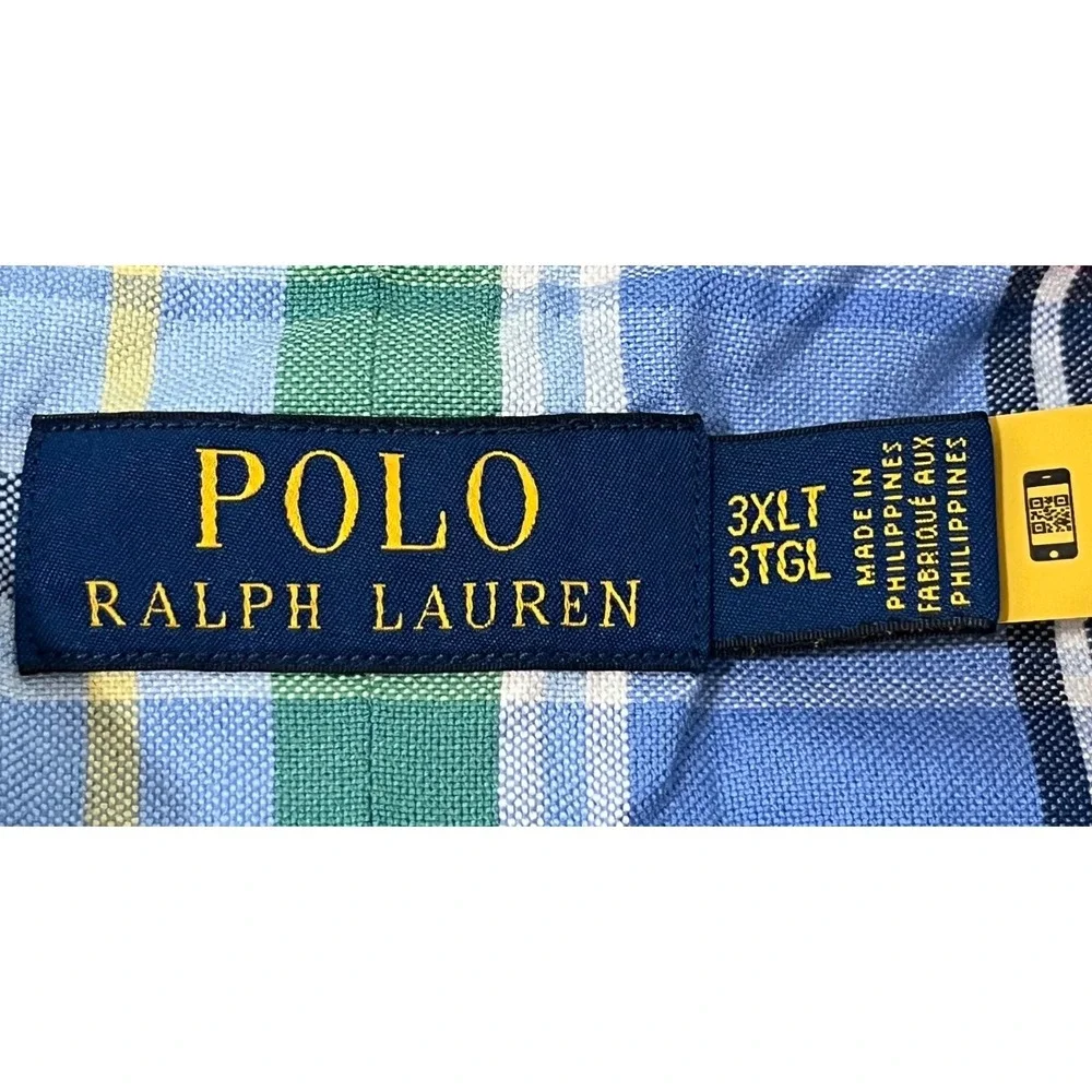 Polo‎ Ralph Lauren shirt Men 3XLT Tall Long Sleeve Plaid Flesh Pony Long Sleeve